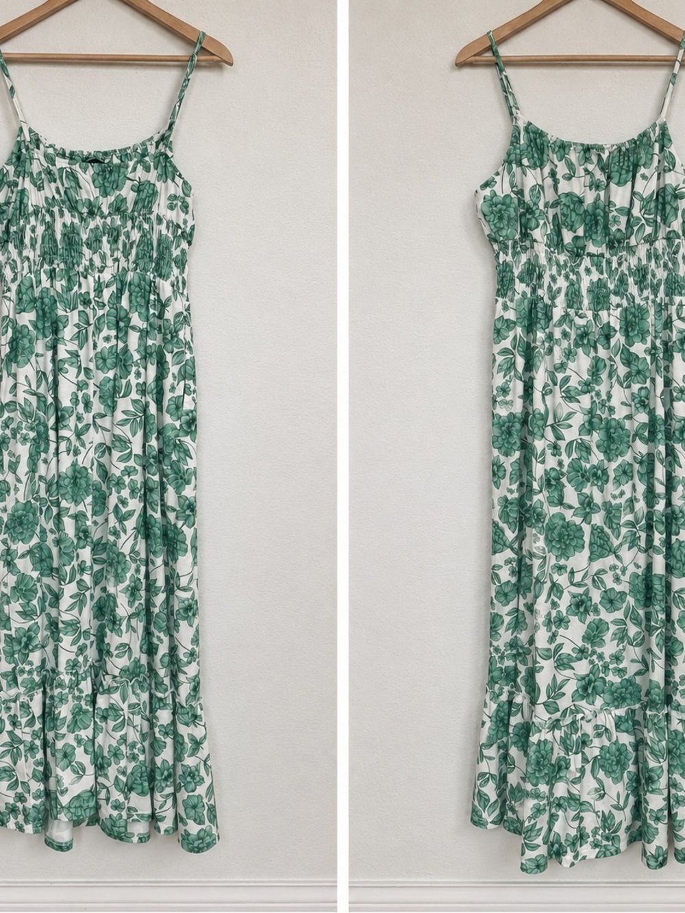 Grace Karin Green Floral Smocked Maxi